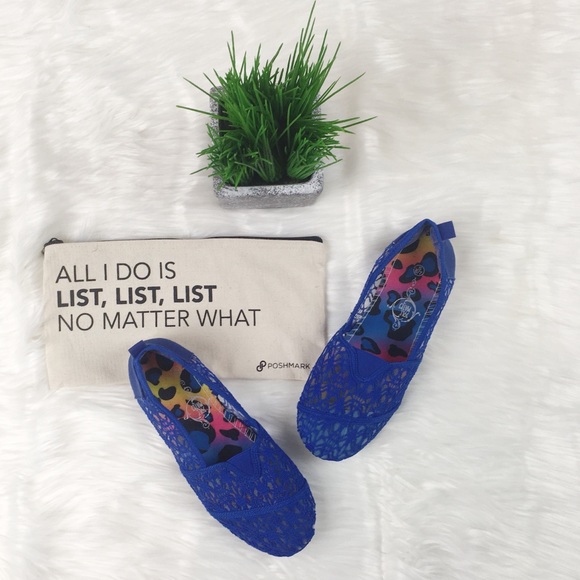 Sole Mates Blue Canvas Slip On Flats Size 6/7 - Picture 2 of 9